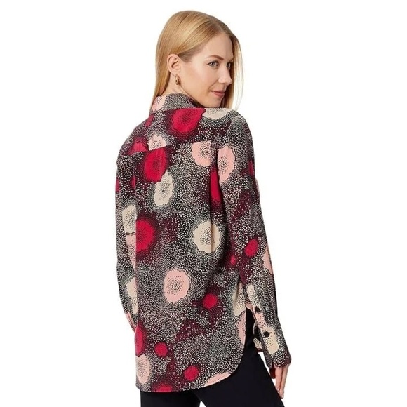 EQUIPMENT Mia Quinne Top Floral Printed Blouse Pink Silk Business Casual Medium - Picture 2 of 16